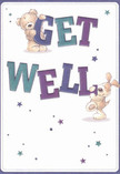 Radiating comfort and playful optimism, this get well card seems made for the caring spirit of Blackfriars, where neighbours look out for one another. The scene springs to life with a cuddly teddy and floppy-eared puppy joyfully balancing large, colourful letters shaded in indigo and teal. Their soft fur, rendered so invitingly you can almost feel its plushness, gives the sense of being wrapped in a gentle embrace-a feeling much like receiving a thoughtful floral delivery after a long day on Fleet Street. Scattered stars in purples and blues twinkle against a velvety cream background, injecting a sense of whimsy and hope. The overall mood is bright, nurturing, and sincere-designed to lift the spirits of anyone in recovery, whether in their Blackfriars flat or a nearby hospital room. Crafted with the same attentive artistry found at Flower Delivery Blackfriars, this card offers an emotional salve, transforming a simple message into a heartfelt gesture that brings light and reassurance to any moment of need.